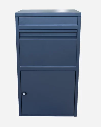 Box na balíky (410x385x720mm) s přepadovou lištou na ochranu balíků, tloušťka 0.8mm) velikost balíku: 320x300x180mm, barva: RAL 7016 (antracit)